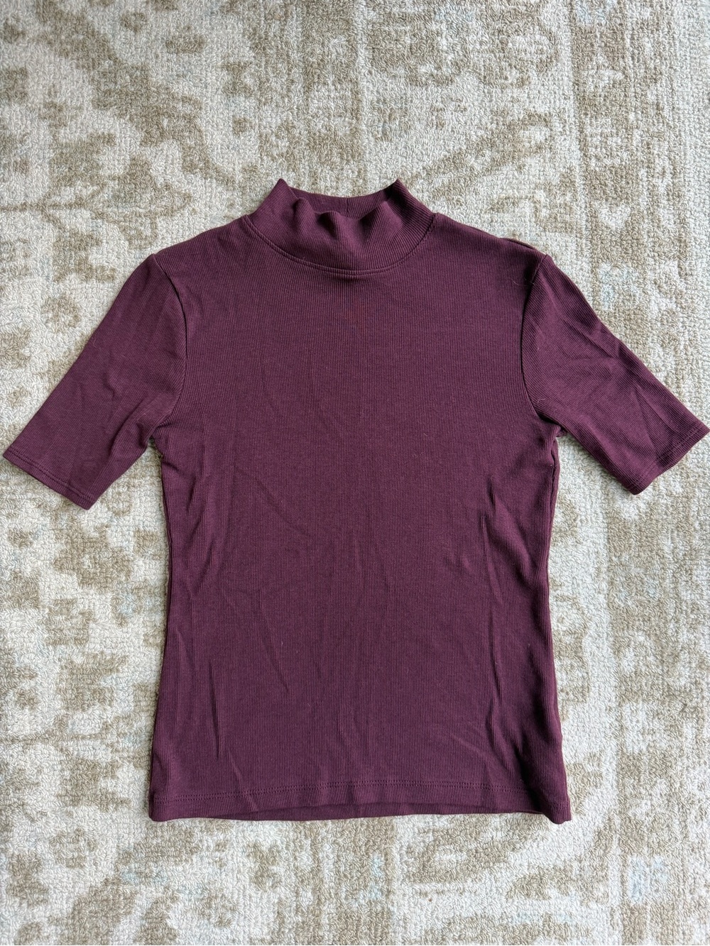 Joie Short Sleeve Mock Neck Tee - Deep Wine